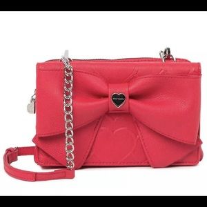 Betsey Johnson Womens Bow Crossbody Clutch - Red